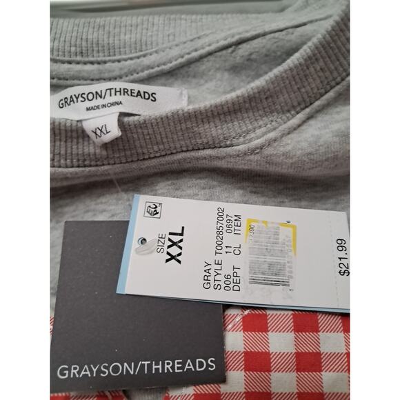 Grayson Threads Women's Gingham Heart Graphic Sweatshirt Size XXL NWT - Picture 4 of 7